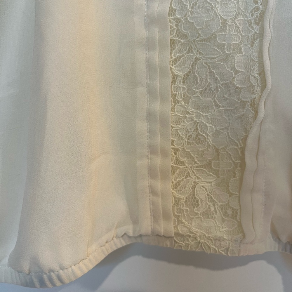 Express Cream Off White Flowy Camisole Tank Top with Vertical Lace Inset Small - Picture 4 of 7
